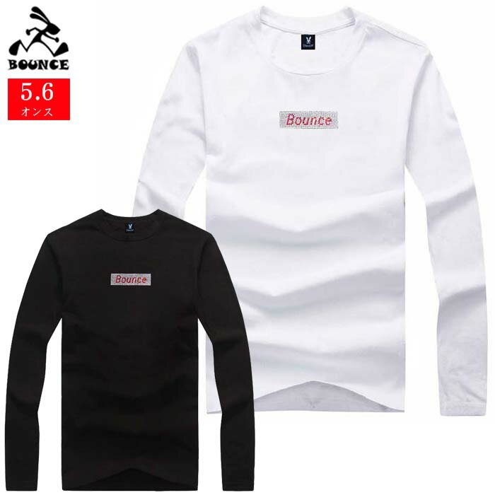 楽天ストリートファッション　DISCO-JBOUNCE バウンス 四角 しかく ラインストーン ロゴ 長袖 ブラック ホワイト メンズTシャツ トップス かっこいい おしゃれ 人気 ブランド 大きい ビッグサイズ ストリート ITALY