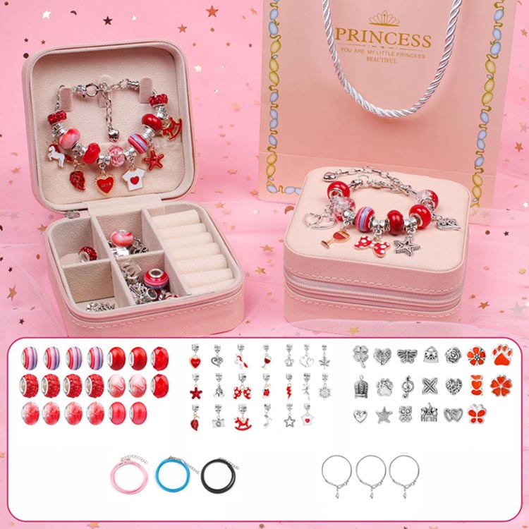 ハンドメイド セット 66点セット チャーム アクセサリーキット ブレスレット作り 手作り 収納ボックス 子供 女の子 おしゃれ ネックレス ブレスレット ビーズ遊び 誕生日 クリスマス プレゼント ギフト 小学生 記念日 Xmas Xmas
