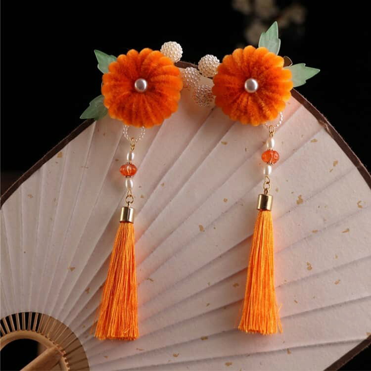 2ペア 髪飾り レディース 手作り 花 タッセル 可愛い 和風 中華風 キッズ 着物 浴衣 フラワー 華やか ヘアクリップ 子ども 女の子 成人式 卒業式 七五三 お正月 振袖 ヘアアクセサリー