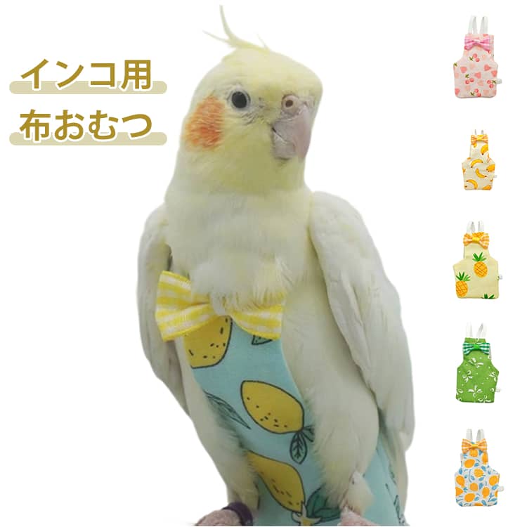 鳥用おむつ 2枚セット 鳥 インコ おむつ インコ鳥 お出かけ ペット フライトスーツ ハーネス 小鳥 服 鳥服 インコの服 フン 鳥用ミニ尿ウェットスーツ かわいい 軽い 小動物用 散歩 訓練 鍛える リボン レモン スイカ パイナップル セキセイインコ ボタンインコ