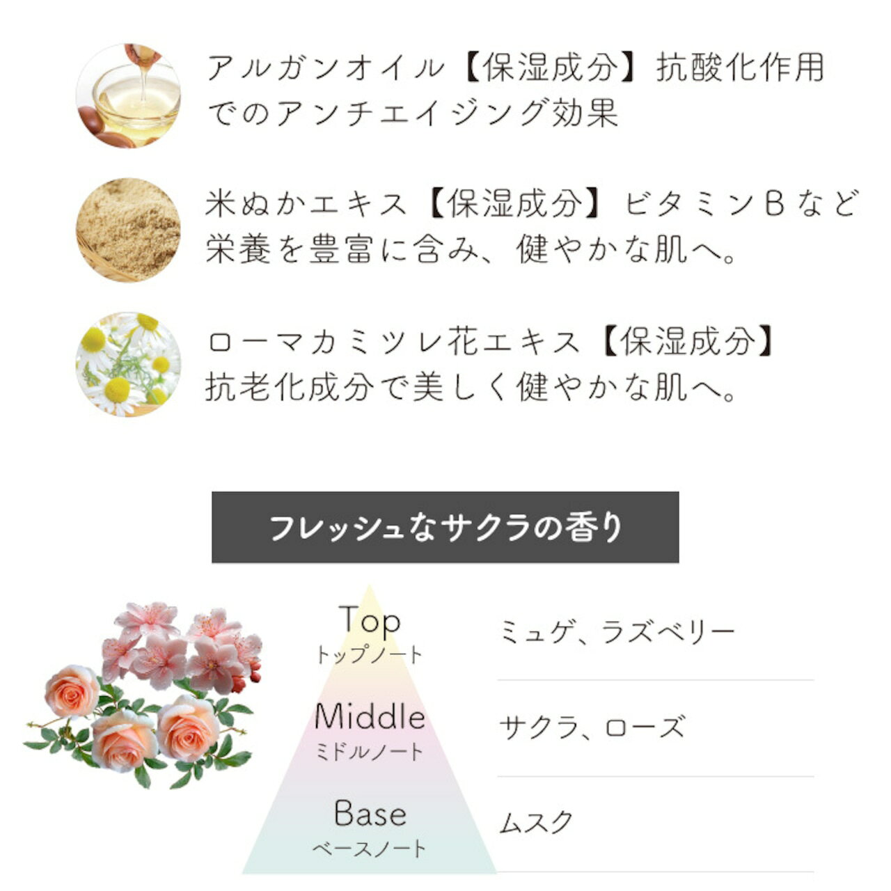 Discover Store 楽天市場店の＼最大5％OFFクーポン配布中／ボタニカル ボディソープ 500ml 植物由来エキス配合 滋賀県産コメヌカエキス アルガンオイル配合 しっとり保湿 敏感肌 やさしい洗い心地 泡立ち フローラルの香り みずみな｜アングル3
