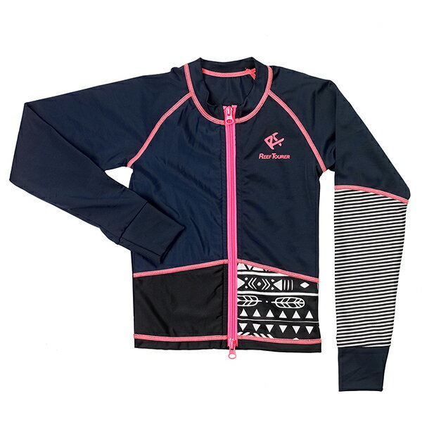 【最終処分！在庫一掃！40％OFF】REEFTOURER リーフツアラー 長袖 ラッシュガード キッズ フロントファスナー RA5127 子供用 ジュニア 120cm 130cm 140cm けが防止 日焼け 防止 UVカット 着やすい プール 海 川遊び 海水浴 スノーケリング RA-5127 3