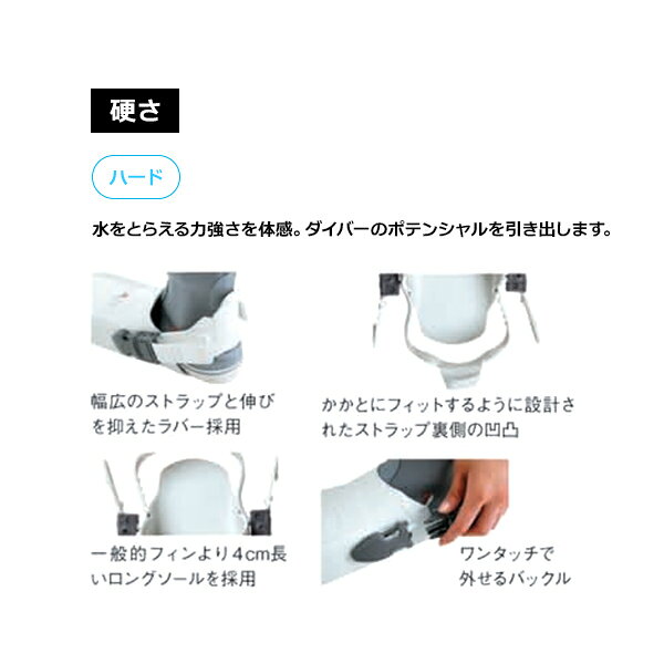 ディスカバリーのBism ビーイズム フィン FIN フレックス ストラップ FF2600 ハード ブラック スキューバダイビング｜アングル2