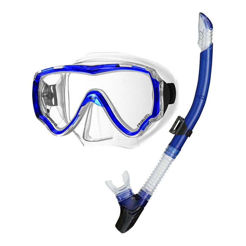 PROBLUE プロブルー 軽器材2点セット MS-170 シリコンマスク SN-1080 セミドライスノーケル シュノーケリング2点セット シュノーケル シュノーケル セット 大人用 マスク シュノーケリング スノーケリング スキューバダイビング