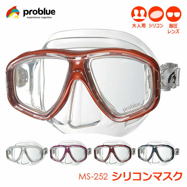 PROBLUE プロブルー MS-252 シリコン マスク オルナタ メンズ レディース スキューバダイビング シュノーケリング スタンダード 2眼タイプ スノーケリング