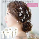 ヘッドドレス 星 シルバー ゴールド ヘアピン ヘアアクセ ヘッドアクセサリー セット スター ヘアコーム 髪飾り パール ウェディング ブライダル 花嫁 結婚式 ブライダルアクセサリー ウェディングアクセサリー 2次会 ビジュー 挙式 パーティー 花 キラキラ