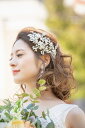 ヘッドドレス パール 花 ゴールド シルバー フラワー 髪飾り 大ぶり リーフ ヘアコーム セット ウェディング ヘア 編みおろし ブライダル 花嫁 結婚式 ブ...