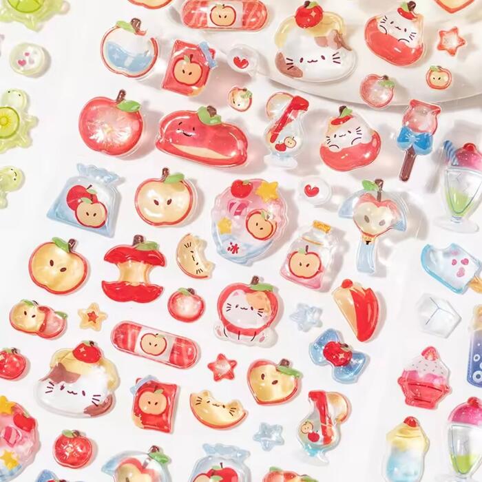 【入荷済み4種類】シール ぷくぷくシール キャラクター 3Dシール 3Dステッカー 3D 立体シール 平成レトロ 食べ物 猫 ねこ アイス 亀 カメ かわいい ぷくぷく ぷっくり 動物 女の子 平成女子 シール帳 シール 交換 ぷにぷに ボンボン スマホケース ギフト ドロップシール dismoi-10000160 DisMoi 楽天市場店 サンプル画像2
