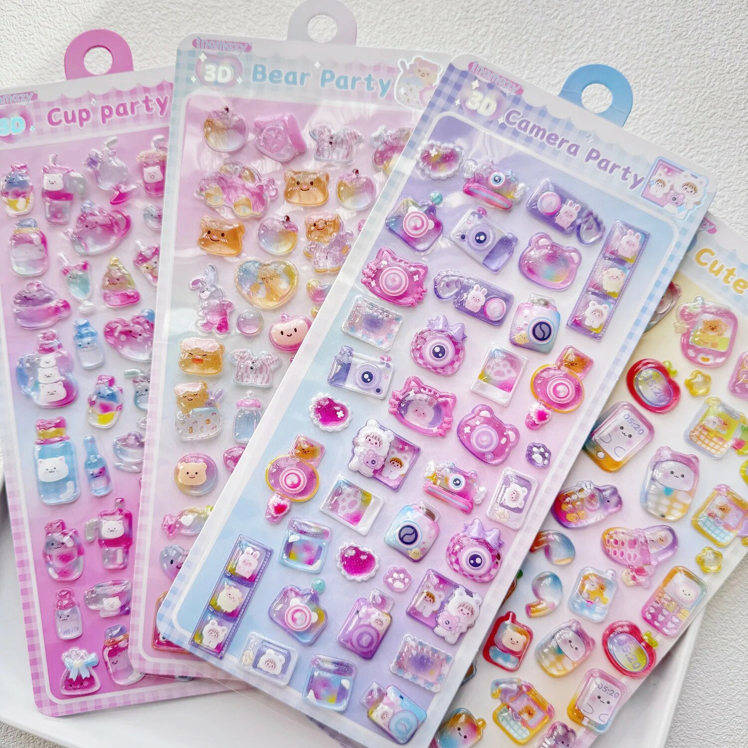【入荷済み全4種類】シール ぷくぷくシール キャラクター スマホ カメラ ゆめかわ ねこ 猫 海 3Dシール 3Dステッカー 3D 立体シール 平成レトロ かわいい ぷくぷく ぷっくり 動物 女の子 平成女子 シール帳 シール 交換 ぷにぷに ボンボン ドロップシール dismoi-10000167 DisMoi 楽天市場店 サンプル画像2