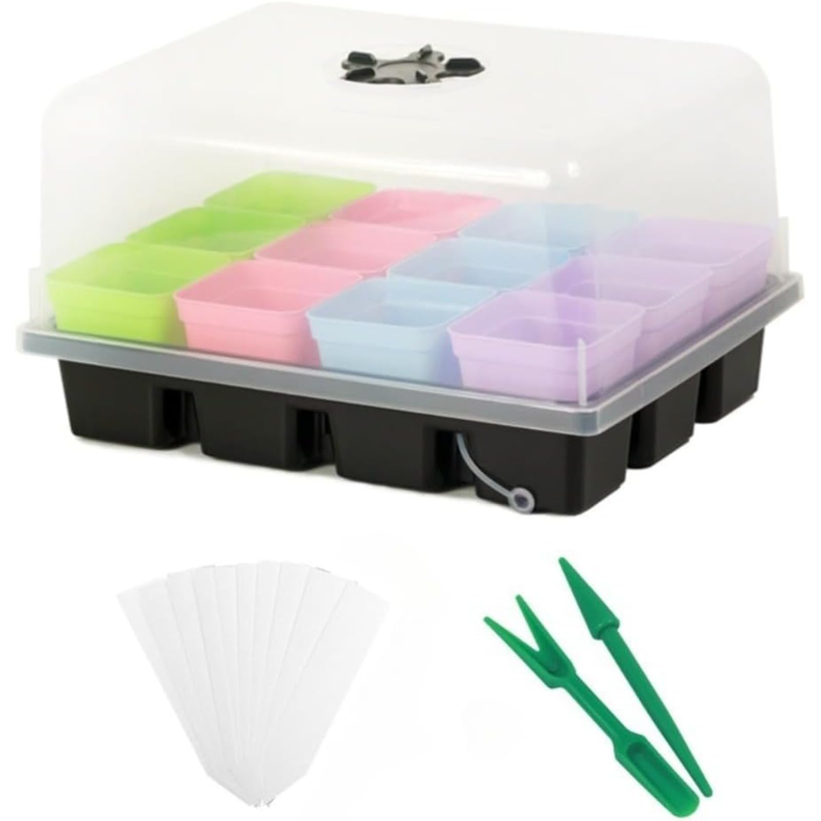 育苗箱 発芽苗セット 播種ハウス 苗床トレイ プラグトレイ ガーデンプランター 12穴 柔らかいシリコン..