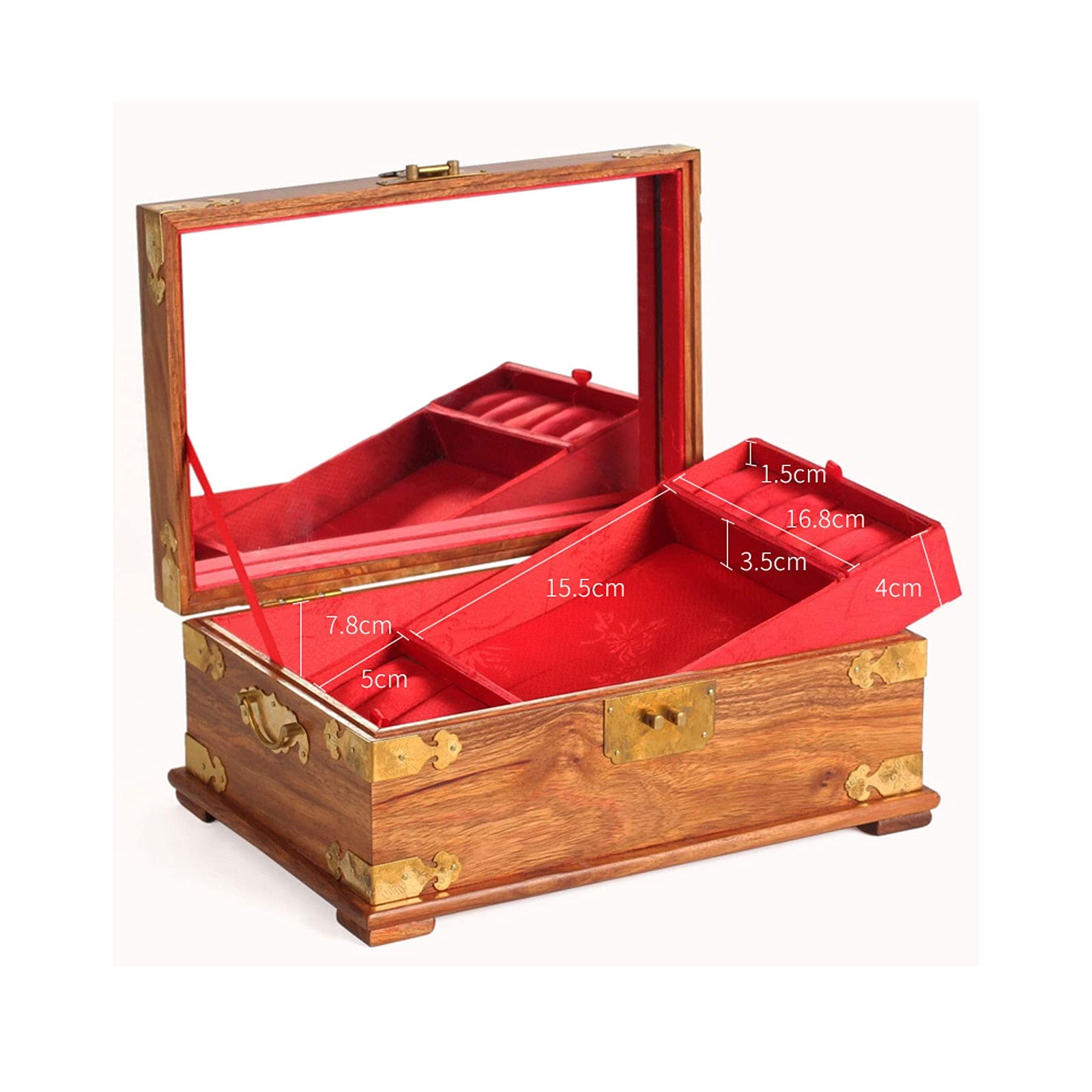 ジュエリーボックス レトロ ヴィンテージ 木製 ジュエリー ボックス 収納ボックス オーガナイザー コンテナ ケース 小物入れ ミラー付き ギルス ガールフレンド 女性用 ジュエリーオーガナイザー 女性用