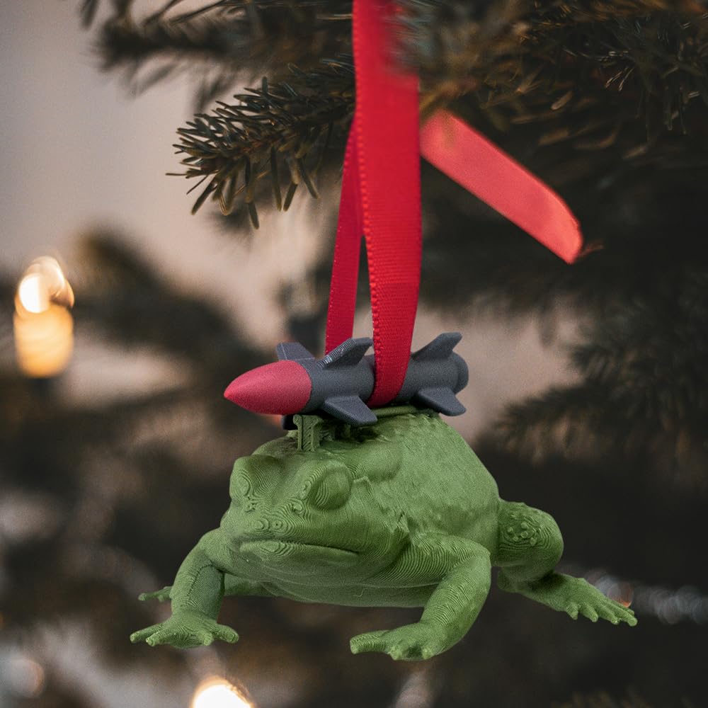 ミサイルヒキガエルオーナメント、面白いミサイルヒキガエルのクリスマスツリーオーナメント、ヤドリギクリスマスオーナメント、ホリデーミサイルカエルの装飾、醜いクリスマスオーナメント、ユニークなギャグギフトホワイトエレファントギフト(5個) 2
