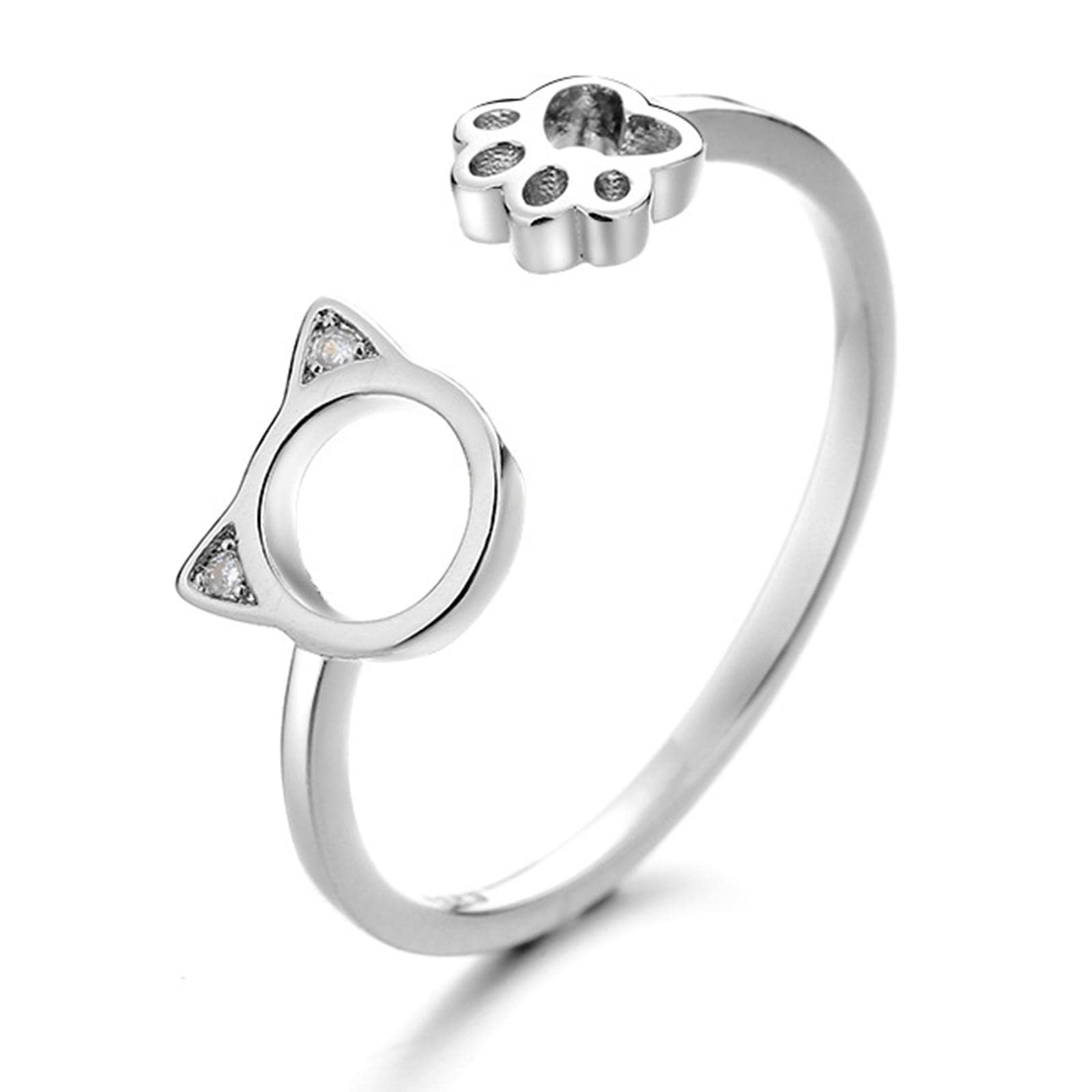 ねこ 指輪 レディース リング かわいい フリーサイズ 猫 ネコ 肉球 動物 アクセサリー 調節可能 誕生日 記念日 ジュエリー ねこグッズ プレゼント