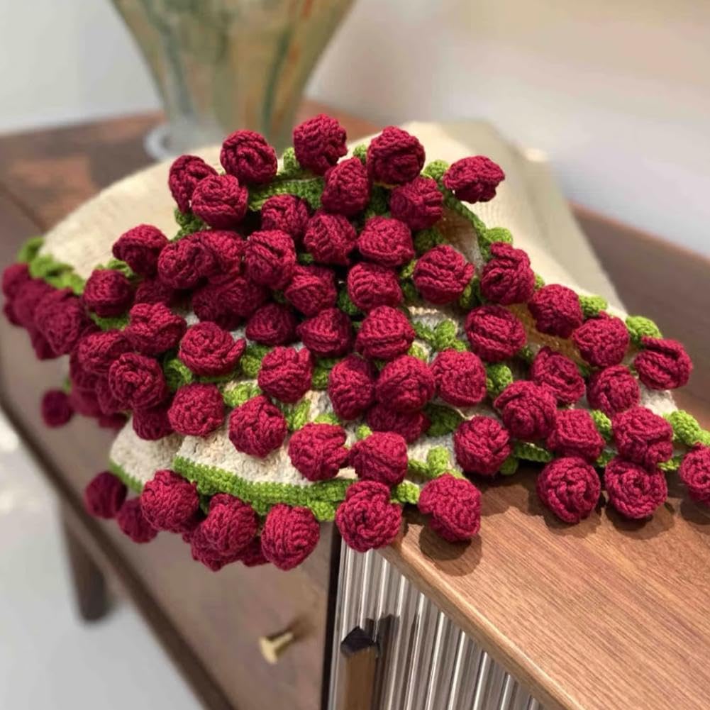 花の毛布用のかぎ針編みキット 3D フラワー バラ/スズラン/ジャスミン かぎ針編み ブーケブランケット ..