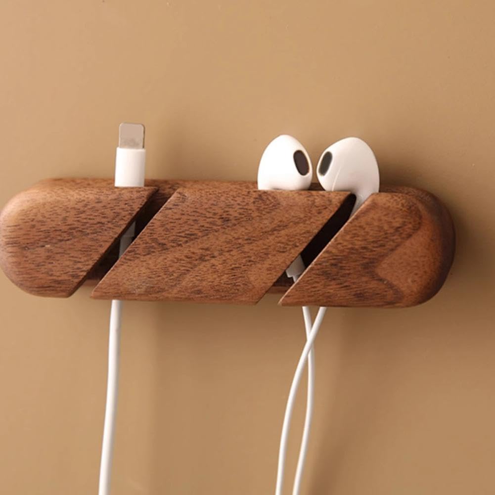 ケーブルホルダー ケーブルクリップ 木製 コード 整理 コードクリップ まとめる 落下防止 両面テープ ..