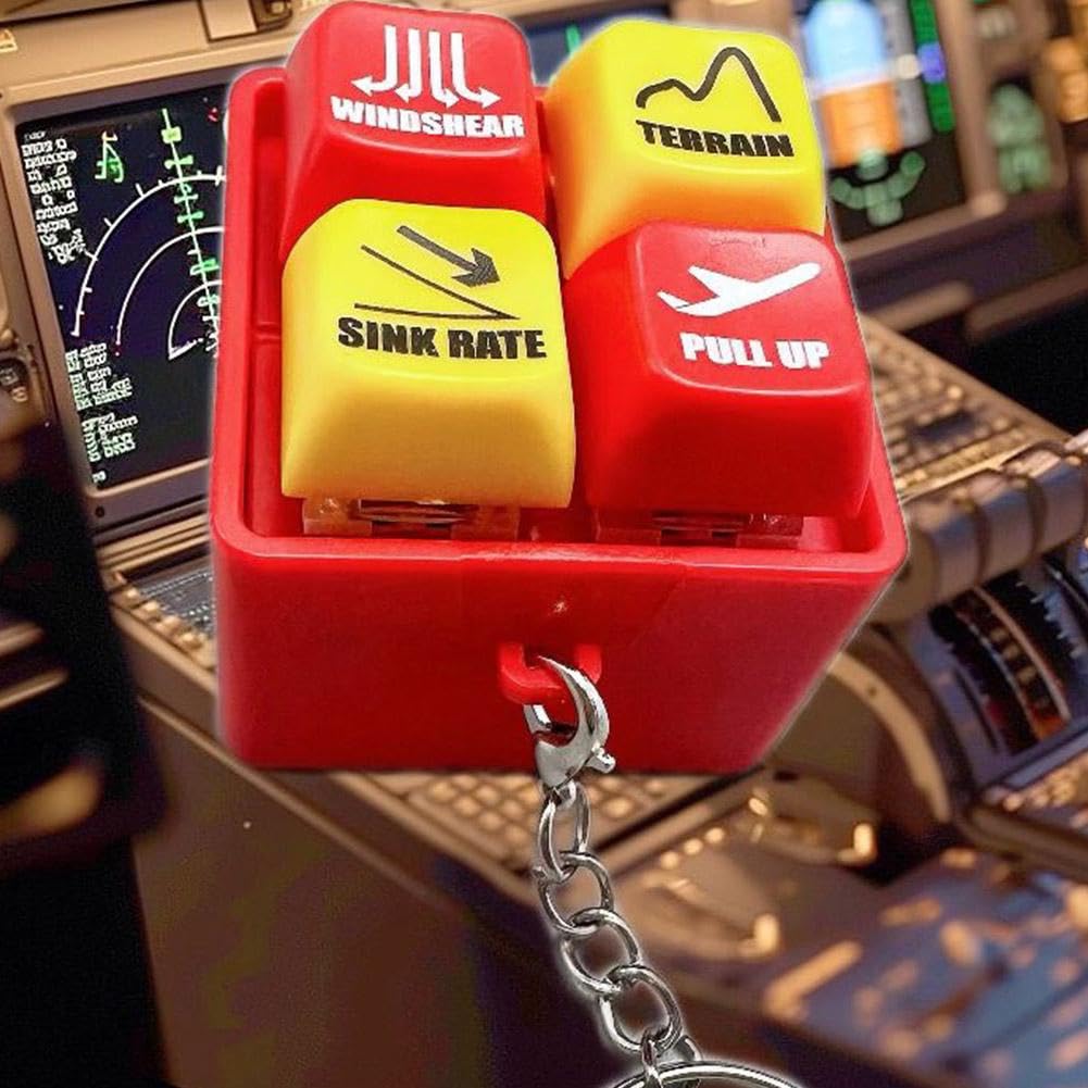 パイロットとクルーの警告キーチェーン Egpws警告音シミュレーター 光る緊急警告LEDライト付きキーホル..