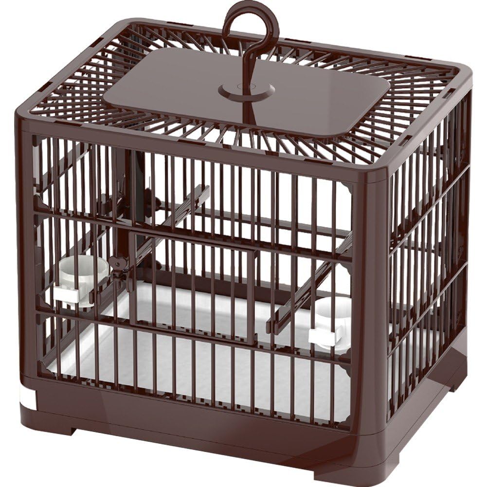 鳥かご ハンドル付き トラベル キャリアケージ バードケージ 小型 鳥キャリア スタンドポール2本 餌入..