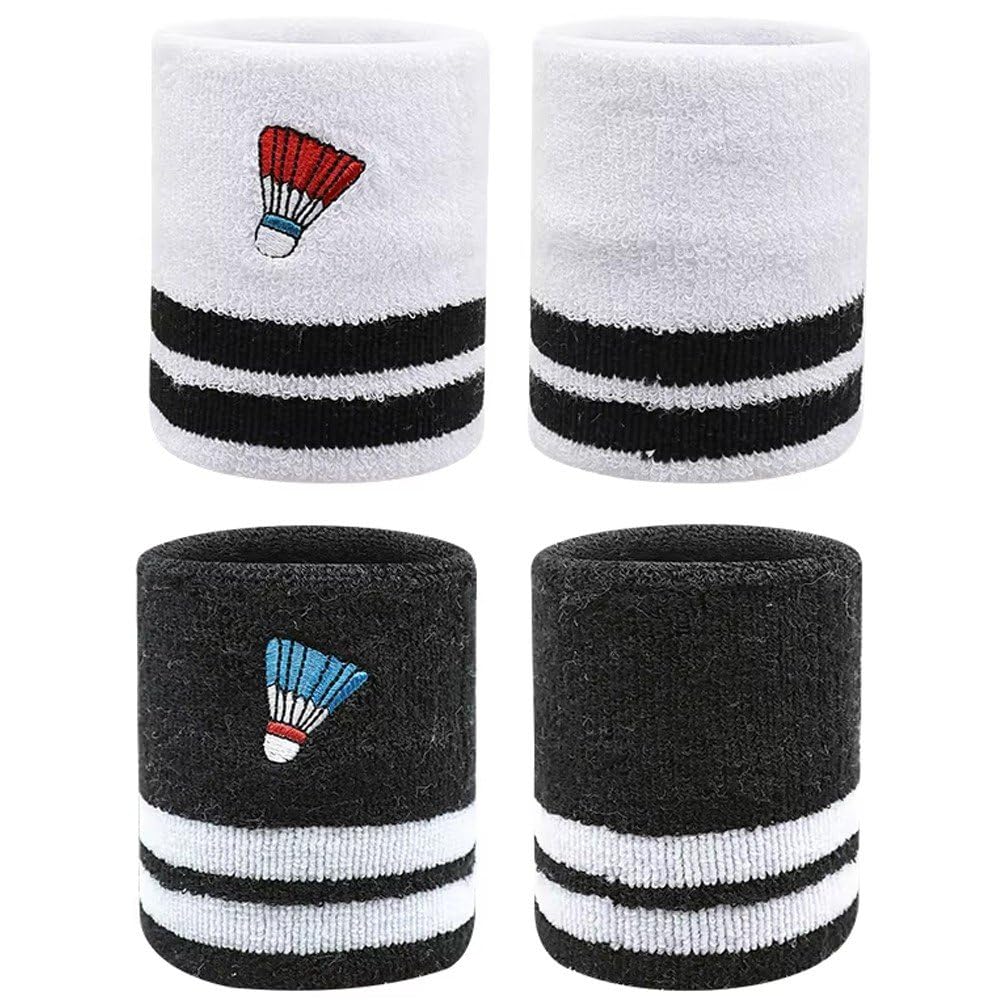 リストバンド 手首バンド 汗バンド コットン ストライプ柄バンド スポーツバンド リストガード ストレッチバンド テニス ランニング用 4個