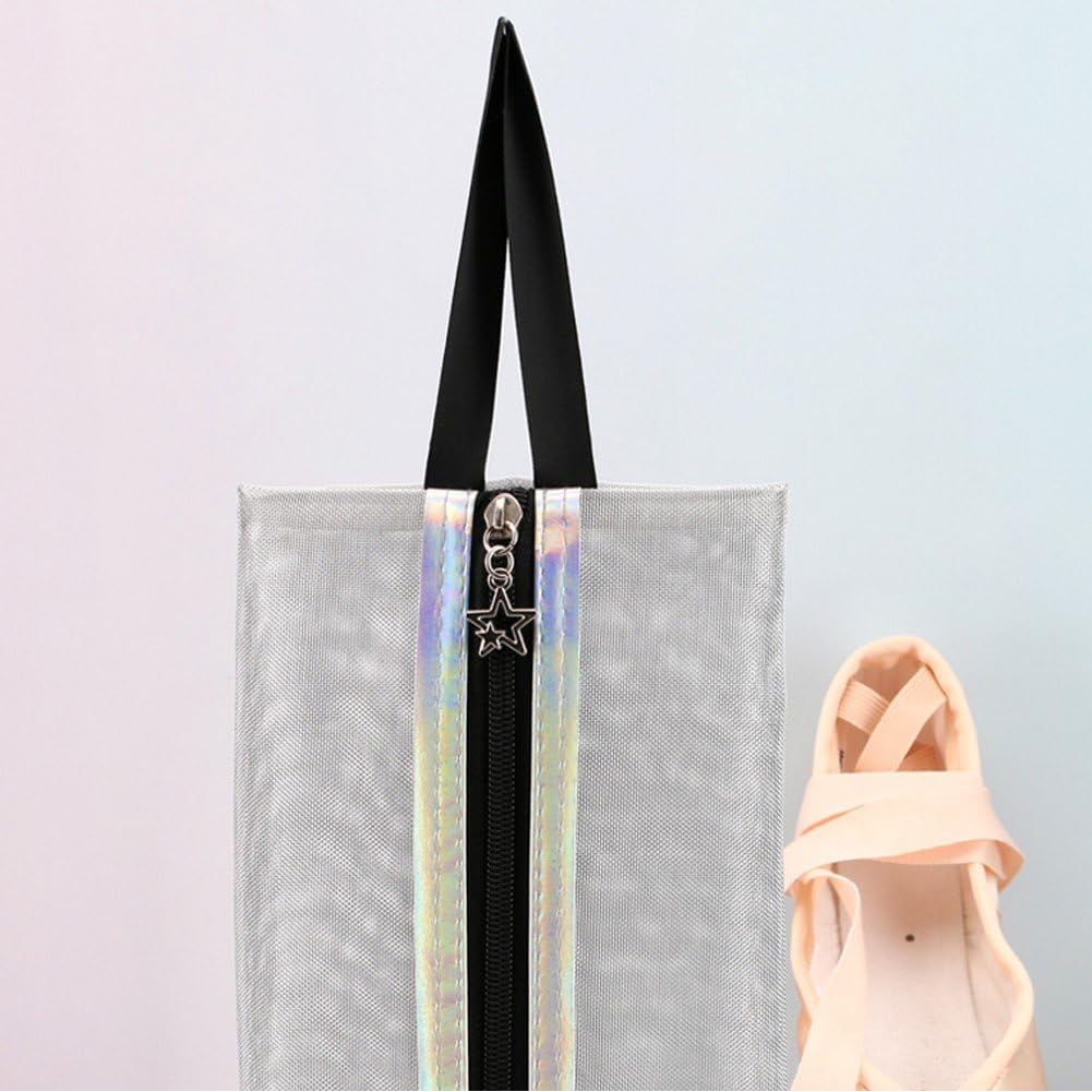 ダンスシューズ収納バッグ ジッパー付き シューズバッグ ネットポケット付き 収納便利 バレエシューズ..