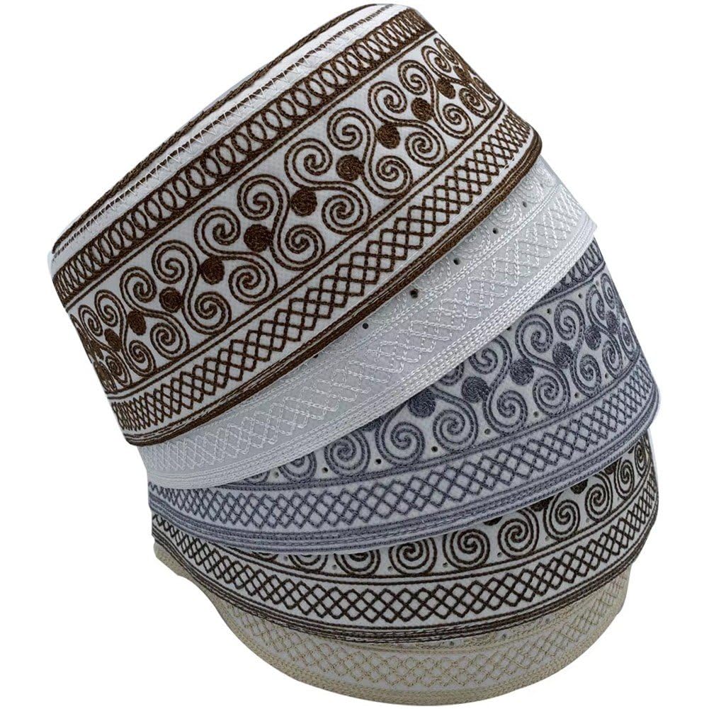 イスラム教徒 帽子 コットン 刺繍 イスラム教 ラマダン 祈りの帽子 ヘッドウェア 冬の帽子 男性 5個