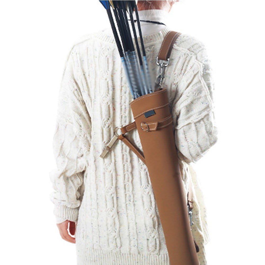 矢筒 矢入れ アーチェリー矢筒 弓矢バッグ ヒップバック レザー 調節可能 ストラップ ベルトクリップ ..