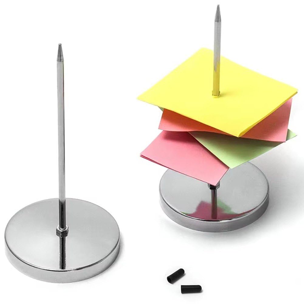 紙メモホルダー 状差し レシートスパイク 紙スパイク レシート 請求書 チケットメモ メモスパイク ラウンドベース付き 金属製 ストレートロッド レシートホルダー 2個