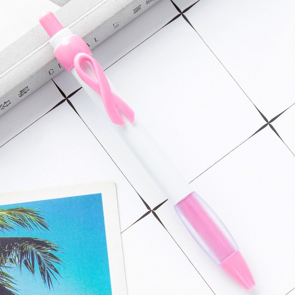 乳がん啓発 ボールペン ピンクのリボン がん啓発ペン オフィス アクセサリー 50本入り ローズレッド