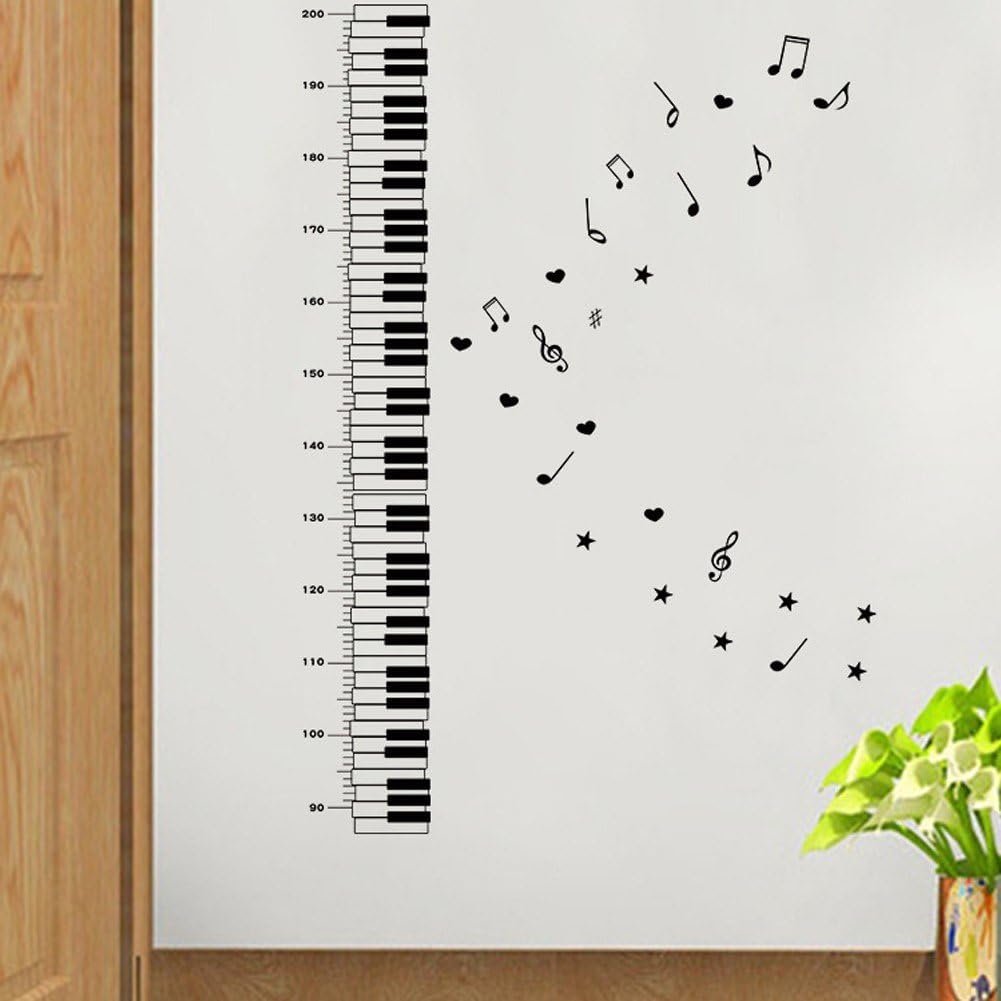 ピアノ柄 身長ステッカー 身長計 成長身長チャート 取り外し可能 ウォールステッカー 壁ステッカー ス..