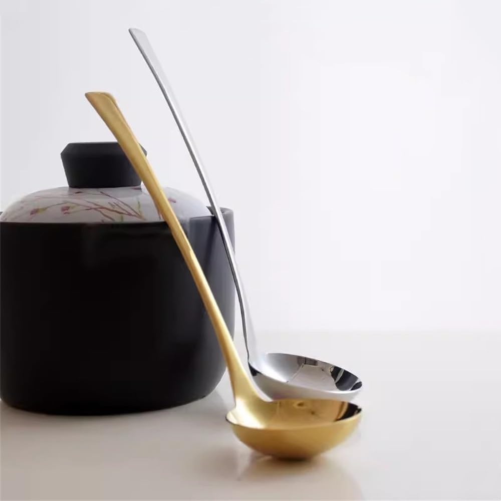 スープレードル お玉 ロングハンドルスプーンスープお玉スープお粥お玉家庭用 キッチンツール (色 : Silver, Size : 29x8cm)(3)