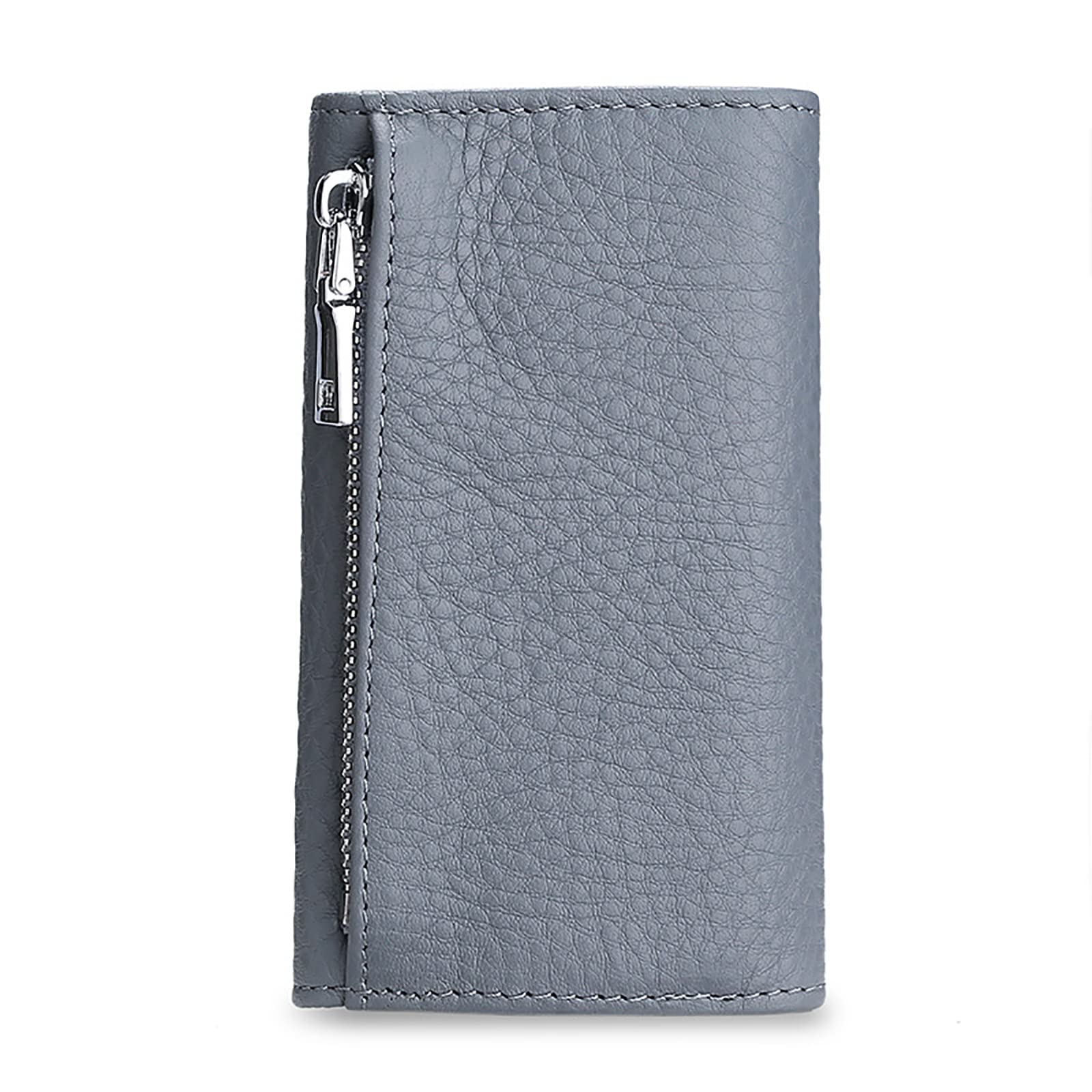 キーケース メンズ レザーキーバッグ キーバッグ バックルキーバッグ 多機能 大容量 (色 : グレー, Siz..