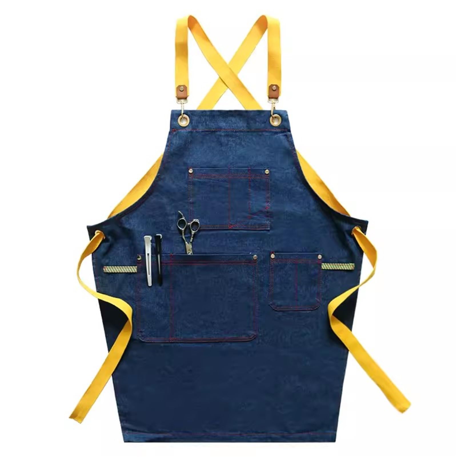 メンズエプロン 作業用 ミルクティーショップ ケータリング デニムエプロン コーヒーショップ オーバー..