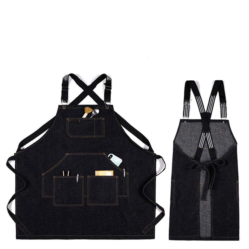 メンズエプロン 作業用 クロスバックエプロンヘアカットティーショップバリスタ男性と女性オーバーオー..