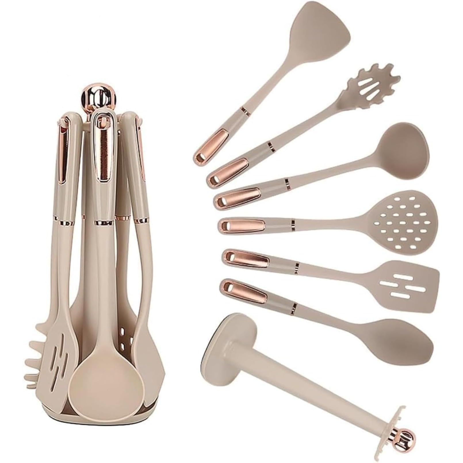 シリコン製キッチンツールセット 7 点｜耐熱抗菌 調理器具セット｜フライ返し 収納付き｜和洋中料理対..