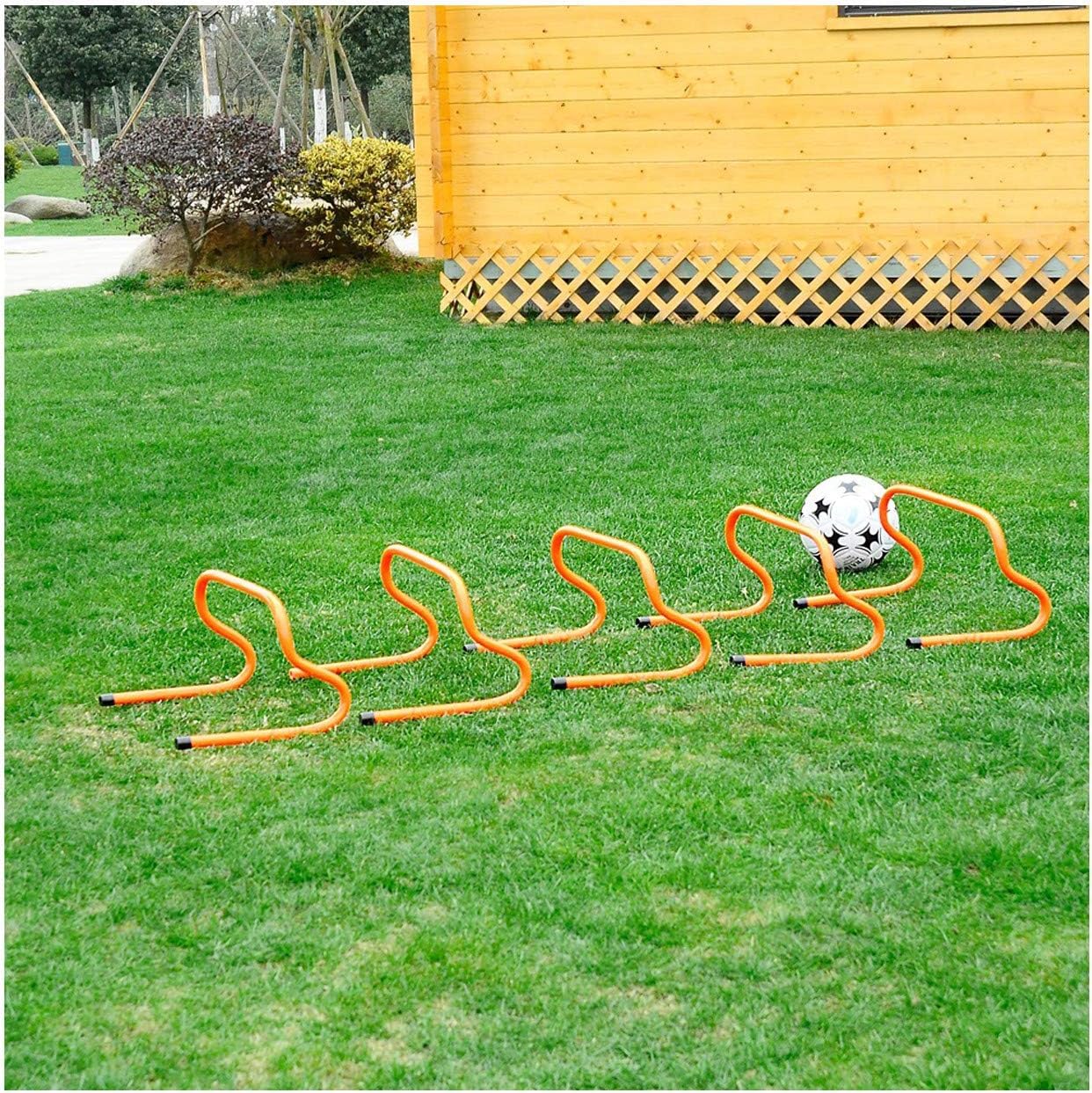 トレーニング ミニハードル 6個セット、45cm長、24cm広、15cm高、PVC素材、環境に優しく安全、強くて丈..