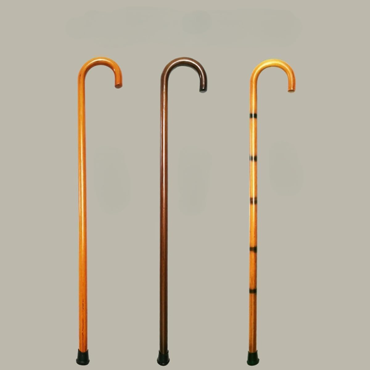 木製ウォーキングステッキ - ウォーキング - 手作りのオフセット、高齢者用松葉杖、無垢材一体型の湾曲..