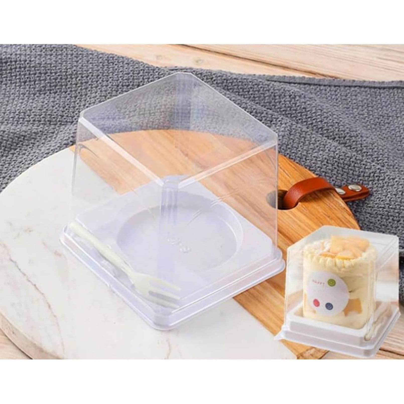 50/100個 ミニケーキボックス 使い捨てケーキボックス ケーキケース ケーキ箱 お菓子箱 月餅箱 ケーキ..