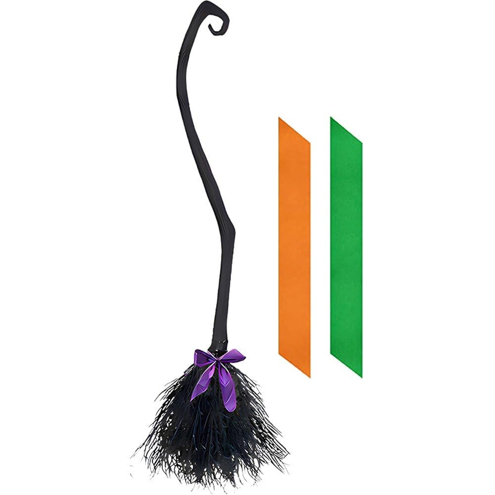 ハロウィン ウィッチ ブルーム 3色リボン付き 自由に組み立て可能なウィキッドウィッチ ブルームスティック キッズと大人のコスプレパーティー ウィッチコスチュームデコレーション
