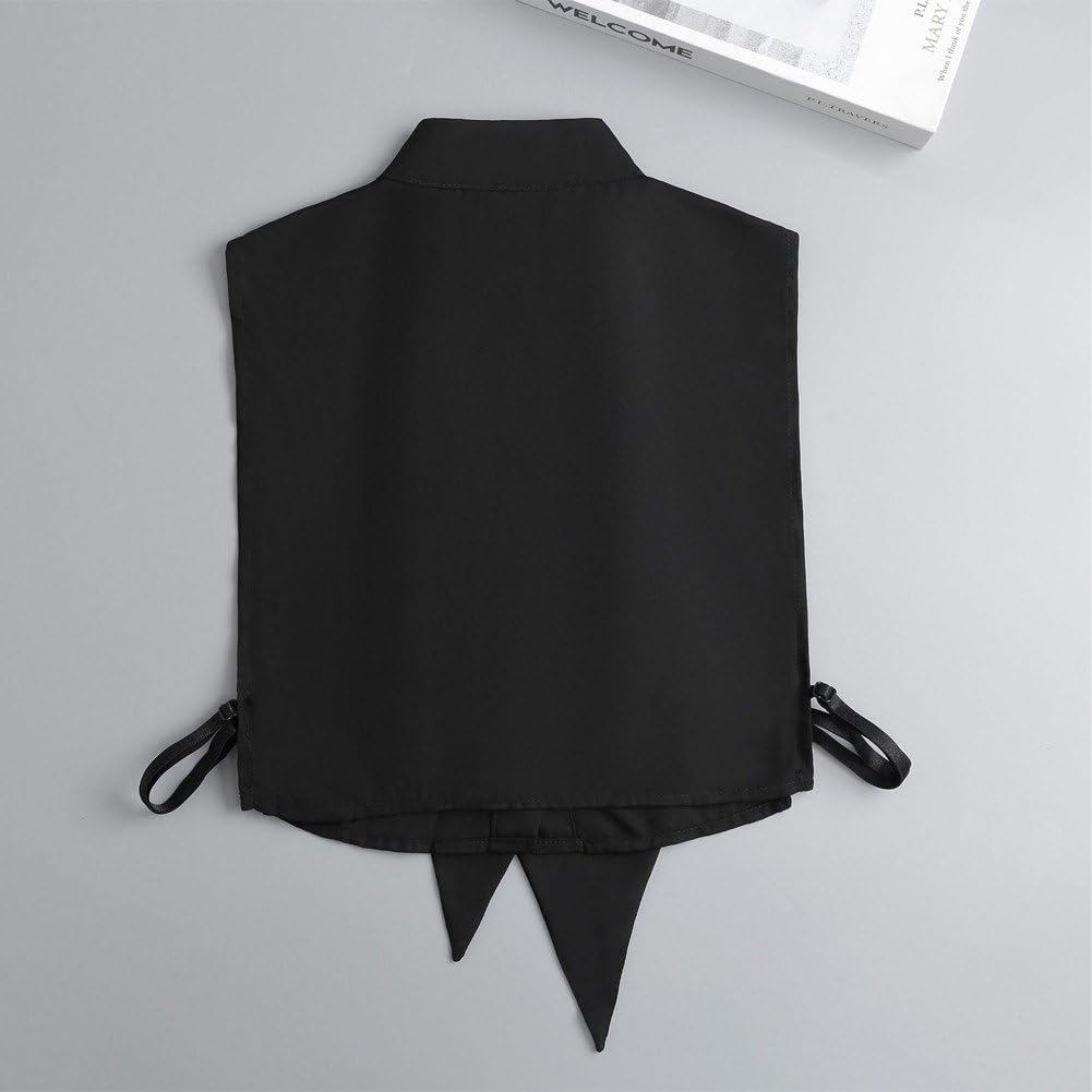 付け襟 ディッキーカラー 取り外し可能な偽襟 ハーフシャツ ブラウス インナー 重ね着 ポインテッドラペル レディース ブラック