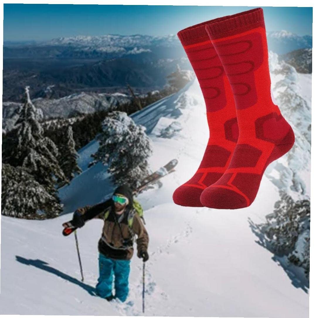 キッズスキーソックス、2ペアの温かい膝の高い雪の冬のスキースノーボードスケートスケート靴