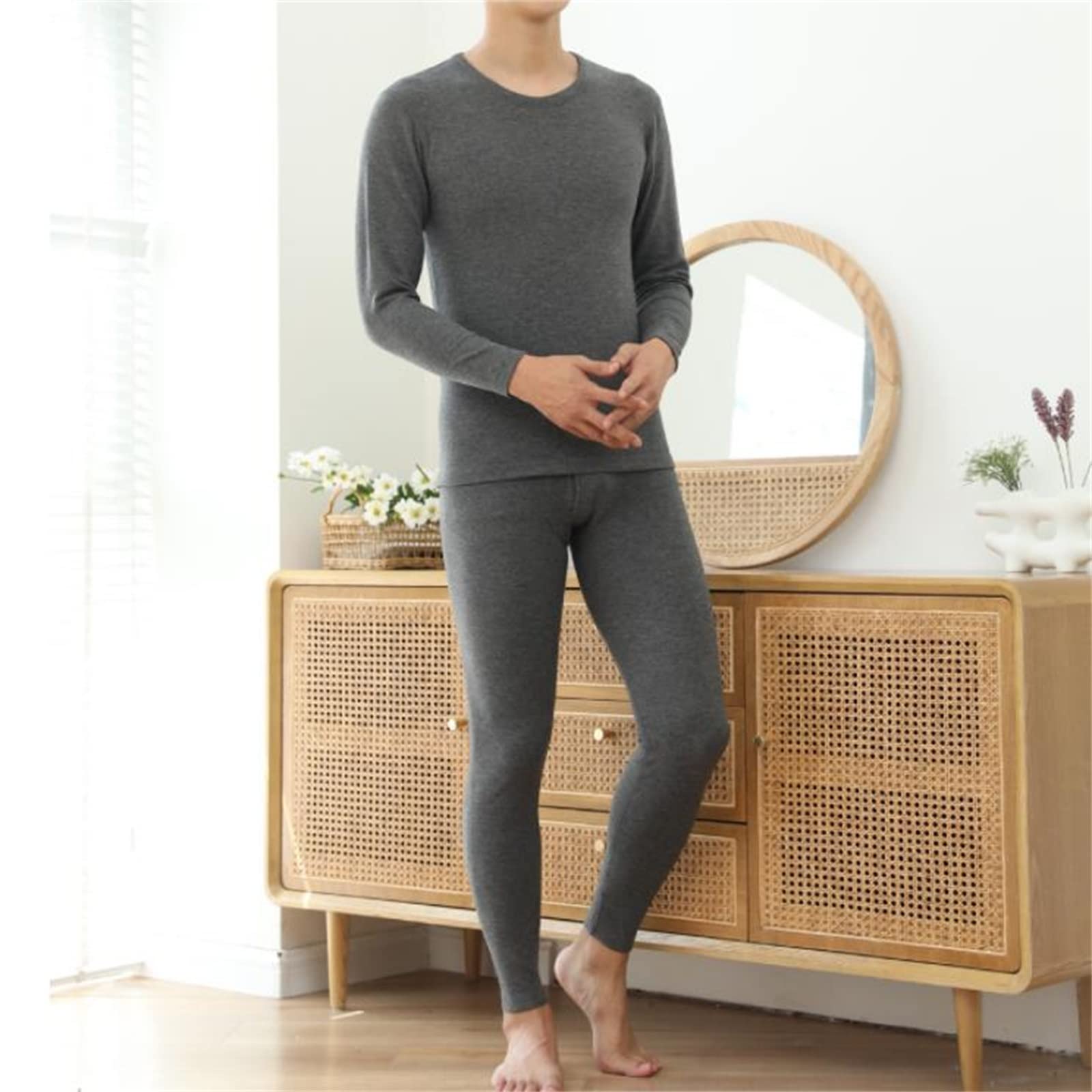 [] メンズサーマルアンダーウェアセット メンズサーマルアンダーウェアセットシルクタンパク質下着柔ら..