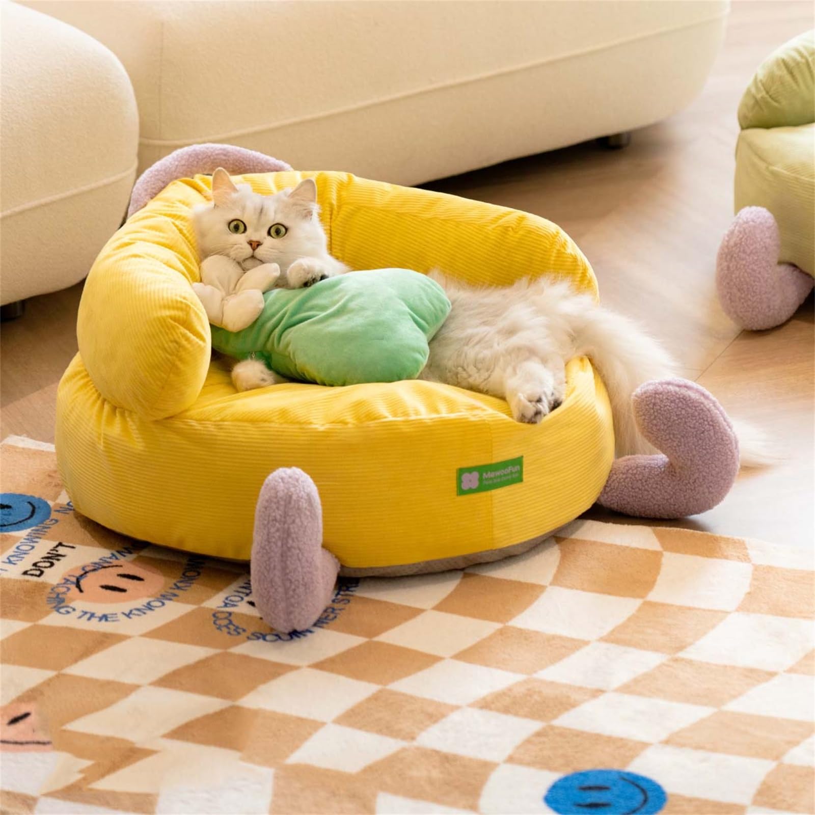 猫ソファベッド ペットソファ 洗える キュートで快適な猫ベッド 中小型犬&amp;猫用 カウチ犬用ベッド (..