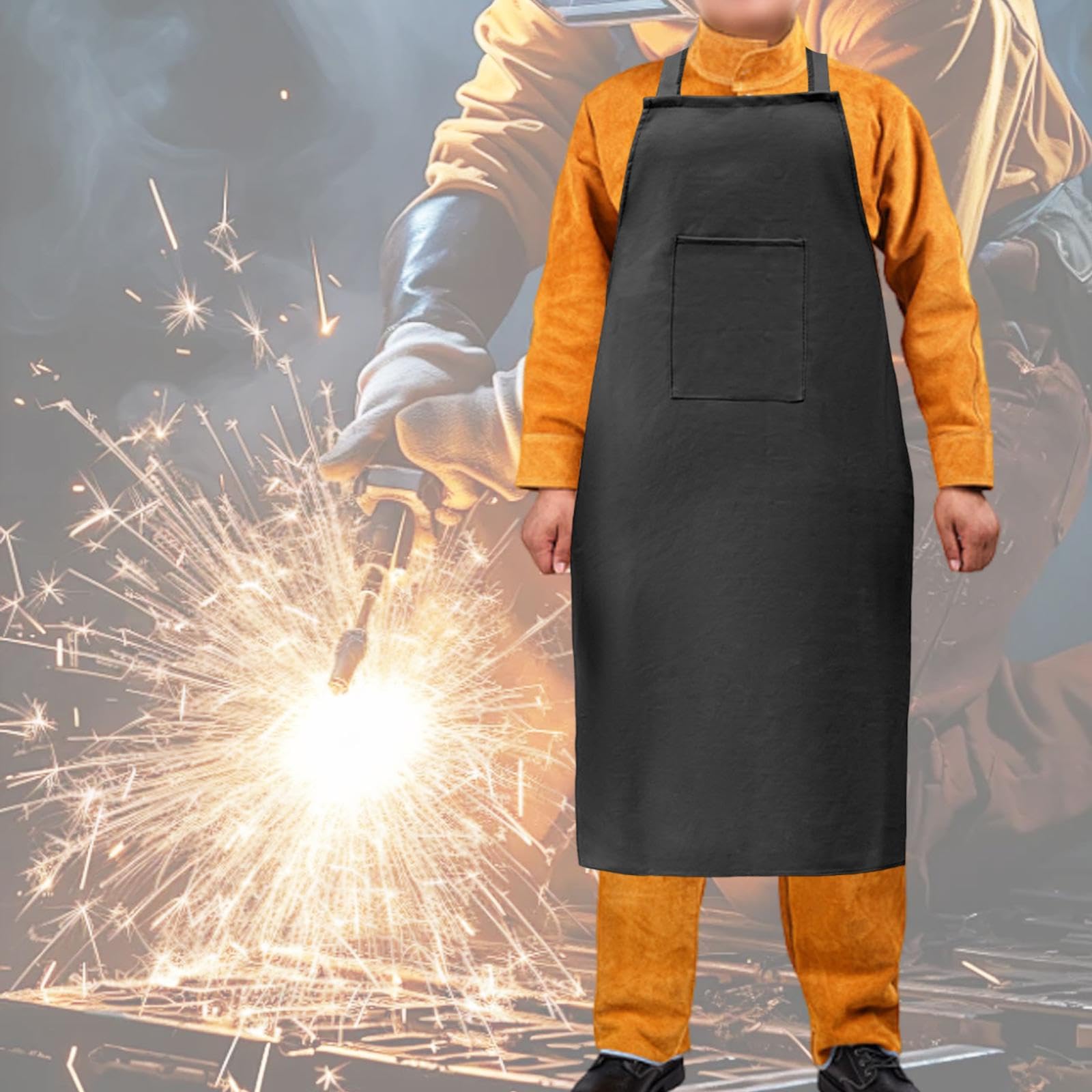 [] 溶接作業エプロン保護保護服多機能耐熱性エプロンワークウェアレザークラフトホーム