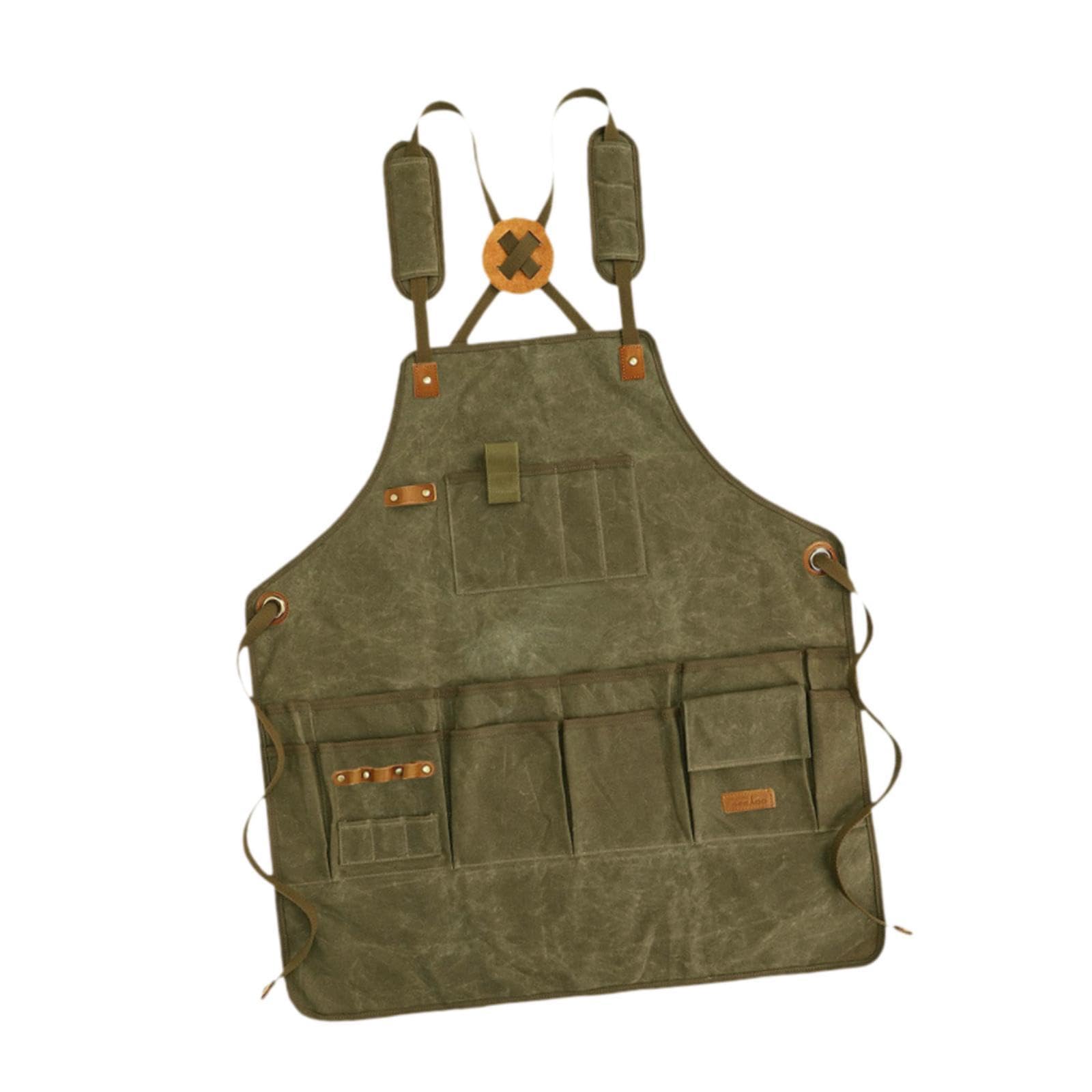 [] 作業エプロンクロスバック調節可能なショルダーストラップ、耐摩耗性ツールエプロン肉屋グルーミング配管工女性男性商業用