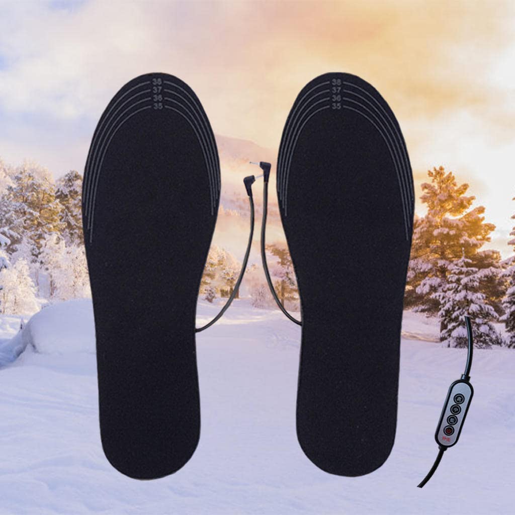 加熱されたインソールUSB充電、洗える急速加熱女性と男性の暖かい冬のインソールヒーター, 255mmUSBサ..
