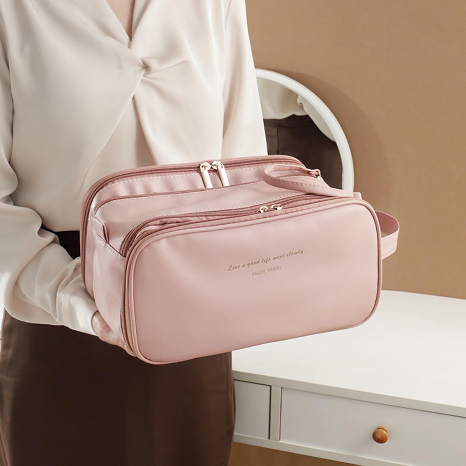 女性用トラベルコスメバッグ,化粧ケース化粧品オーガナイザー - トイレタリーバッグ化粧ケース、防水化粧品オーガナイザー、大容量化粧品バッグ Avfora(3)