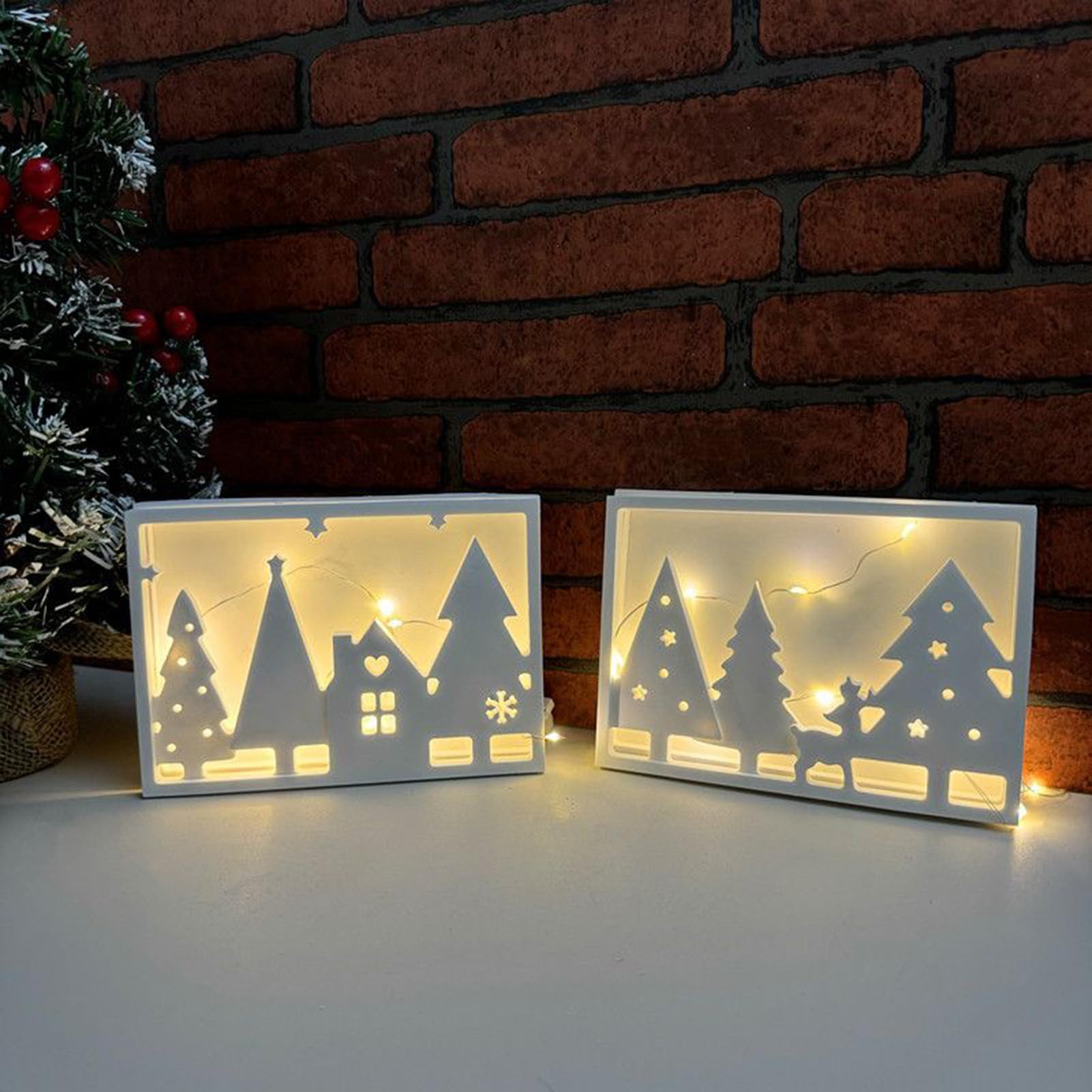 シリコン製クリスマスツリーモールド | デスクトップ装飾コンクリート型 シリコンライトサイン工芸愛好..