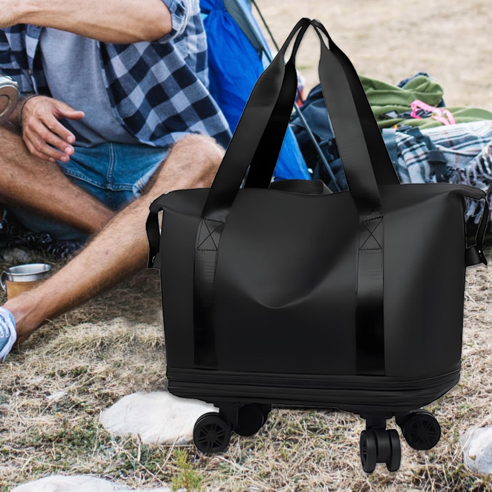 トラベルダッフルバッグ ウィズウィール - ローリング ショッピング スーツケース パック | 撥水性と耐..