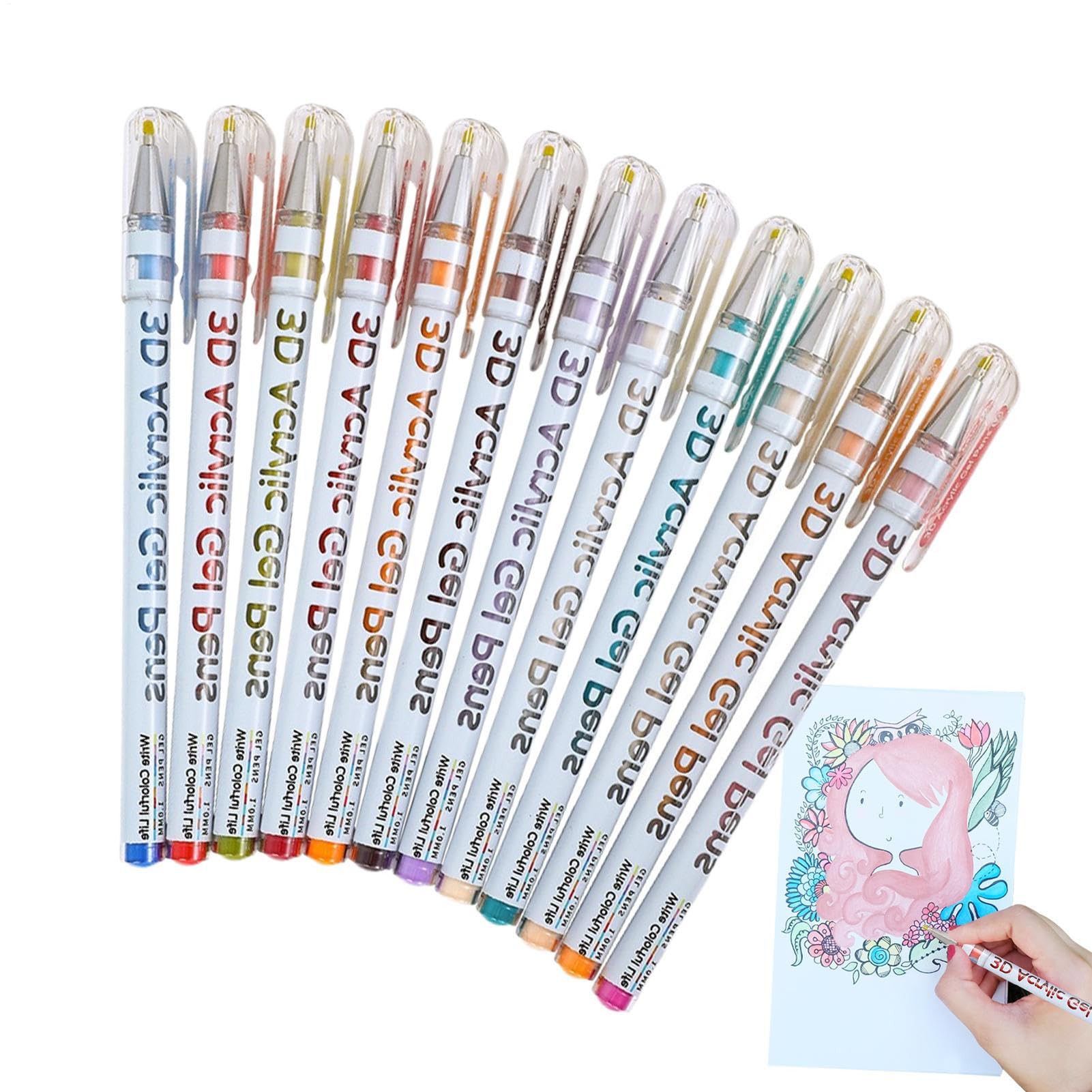 アクリル絵具ジェルペン - 大人の塗り絵 ジェルペン | 水性 アート クラフト 画材 マーカー お絵描き ..