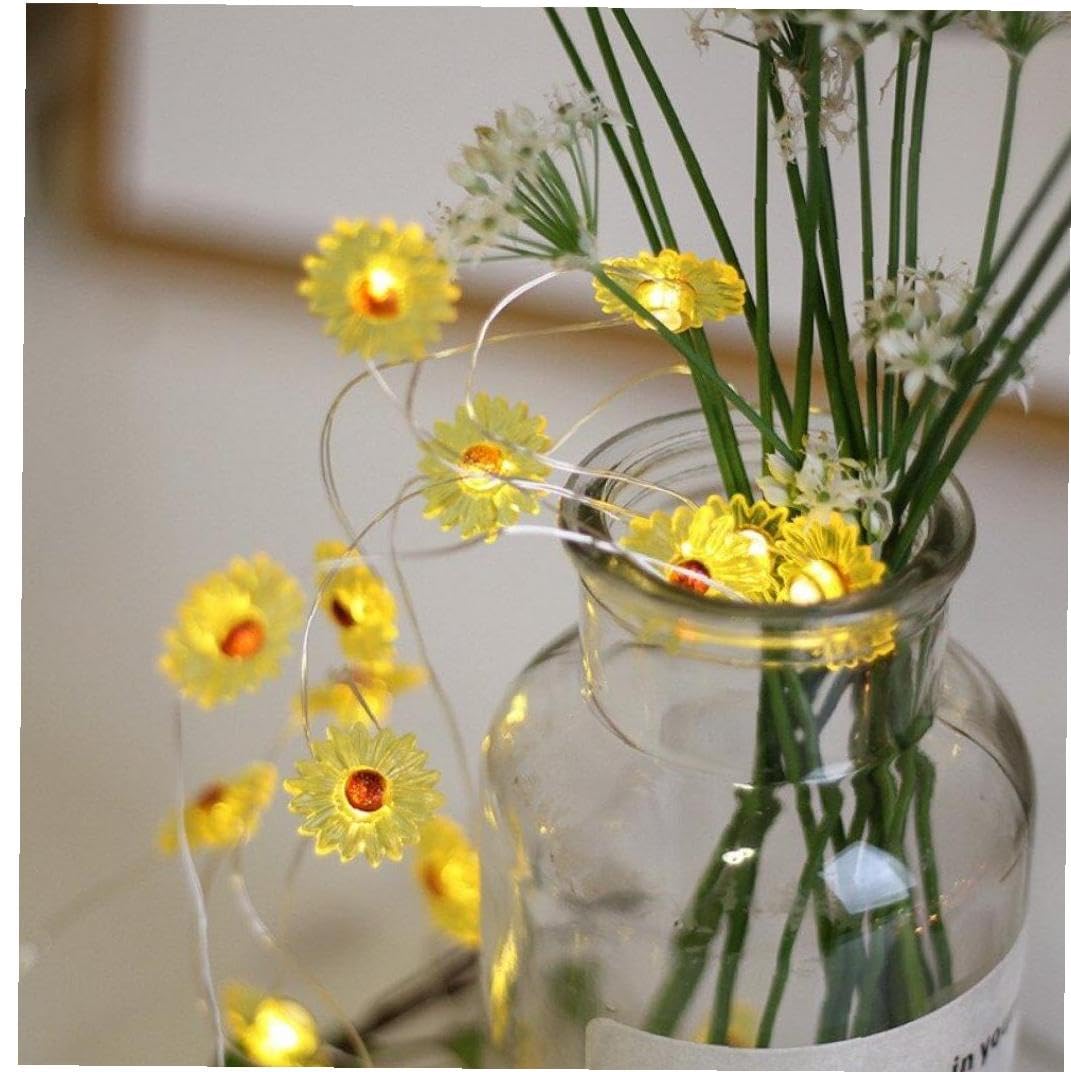 イルミネーションled 菊 花 ランプ ストリング デイジー 装飾 創造的 ロマンチック 銅線 祭 夜 光 1m