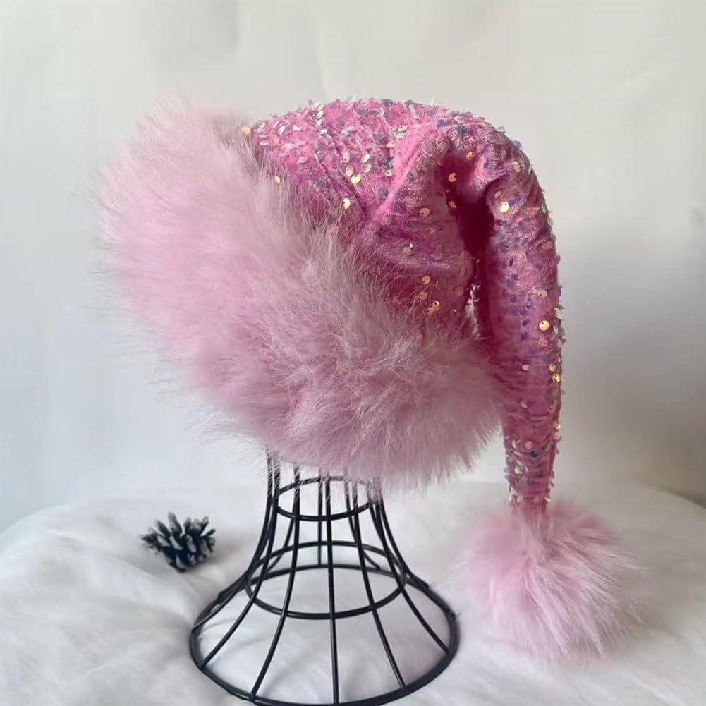 [] クリスマス サンタ帽子 スパンコール ボンボン ふわふわ ぬいぐるみ 大人用 パーティー 可愛い コス..